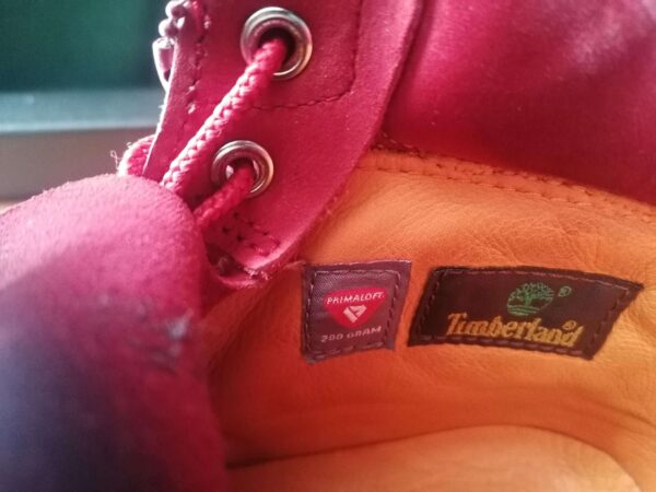 Piros Timberland bőr bakancs, cipő, női cipő, yupie