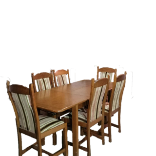 Kihúzható étkezőasztal hat székkel, bútorok, yupie