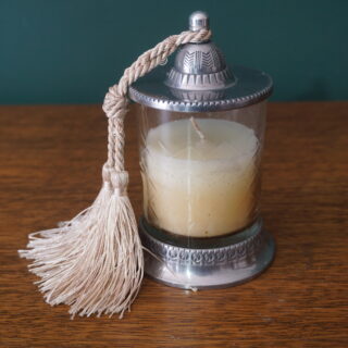 Badash üveg gyertyatartó vanília illatú gyertyával, dekoráció, gyertya, yupie