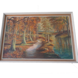 Ösvény az őszi erdőben festmény (aláírás nem azonosítható, eredeti cím ismeretlen), dekoráció, képek, yupie