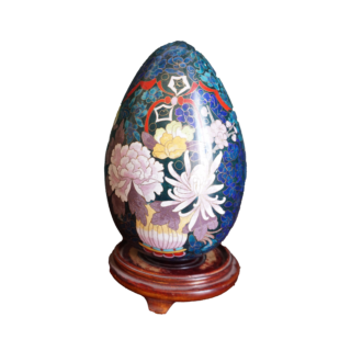 Vintage festett tojás tartóval, dekoráció, yupie