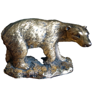 Bronz színű medve dekorfigura, dekoráció, yupie