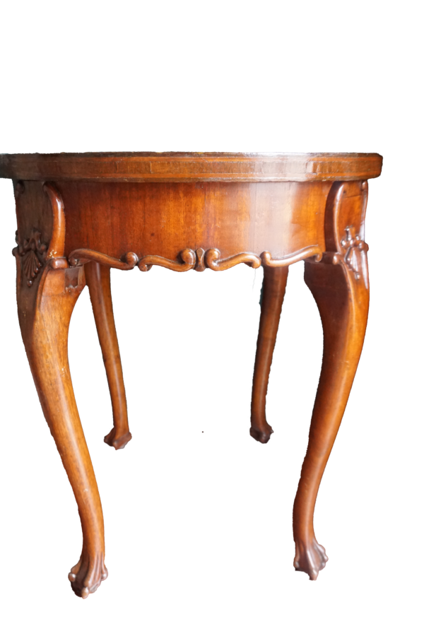 Barokk stílusú kerek kisasztal berakással, bútorok, yupie