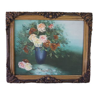 Rózsák kék vázában csendélet plakázskép (ismeretlen alkotó, eredeti cím ismeretlen), dekoráció, képek, yupie